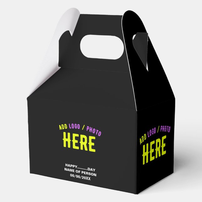 STYLISH MODERN CUSTOMIZABLE BLACK VERIFIED BRANDED FAVOR BOX (Front)