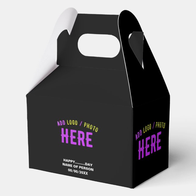 STYLISH MODERN CUSTOMIZABLE BLACK VERIFIED BRANDED FAVOR BOX (Front)