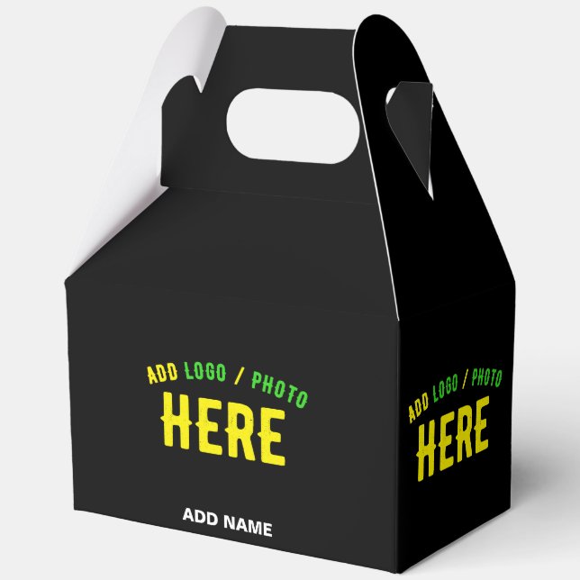 STYLISH MODERN CUSTOMIZABLE BLACK VERIFIED BRANDED FAVOR BOX (Front)