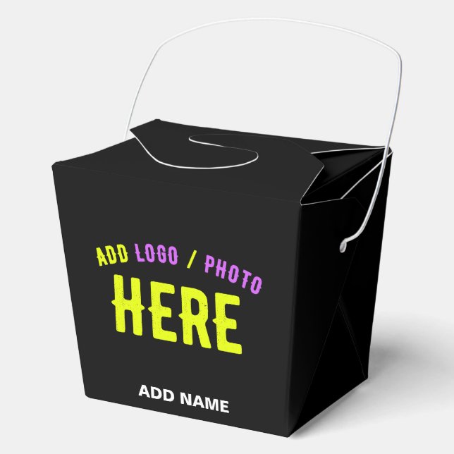 STYLISH MODERN CUSTOMIZABLE BLACK VERIFIED BRANDED FAVOR BOX (Front)