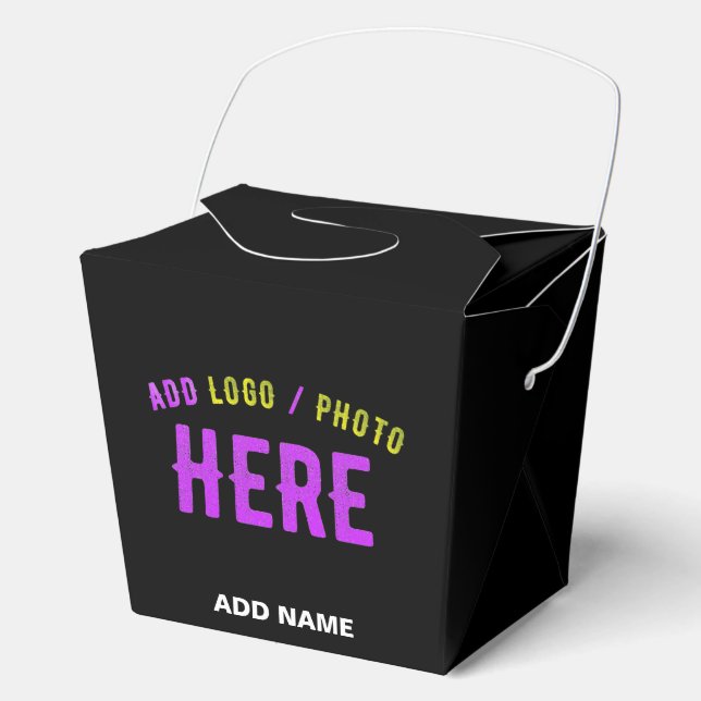 STYLISH MODERN CUSTOMIZABLE BLACK VERIFIED BRANDED FAVOR BOX (Front)