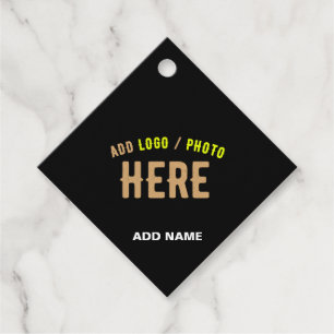 STYLISH MODERN CUSTOMIZABLE BLACK VERIFIED BRANDED FAVOUR TAGS