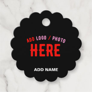 STYLISH MODERN CUSTOMIZABLE BLACK VERIFIED BRANDED FAVOUR TAGS
