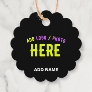 STYLISH MODERN CUSTOMIZABLE BLACK VERIFIED BRANDED FAVOUR TAGS