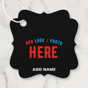 STYLISH MODERN CUSTOMIZABLE BLACK VERIFIED BRANDED FAVOUR TAGS