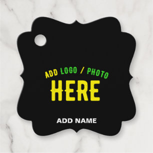 STYLISH MODERN CUSTOMIZABLE BLACK VERIFIED BRANDED FAVOUR TAGS