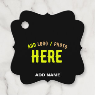 STYLISH MODERN CUSTOMIZABLE BLACK VERIFIED BRANDED FAVOUR TAGS