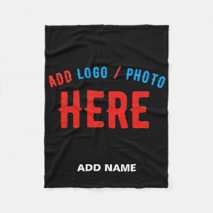 STYLISH MODERN CUSTOMIZABLE BLACK VERIFIED BRANDED FLEECE BLANKET