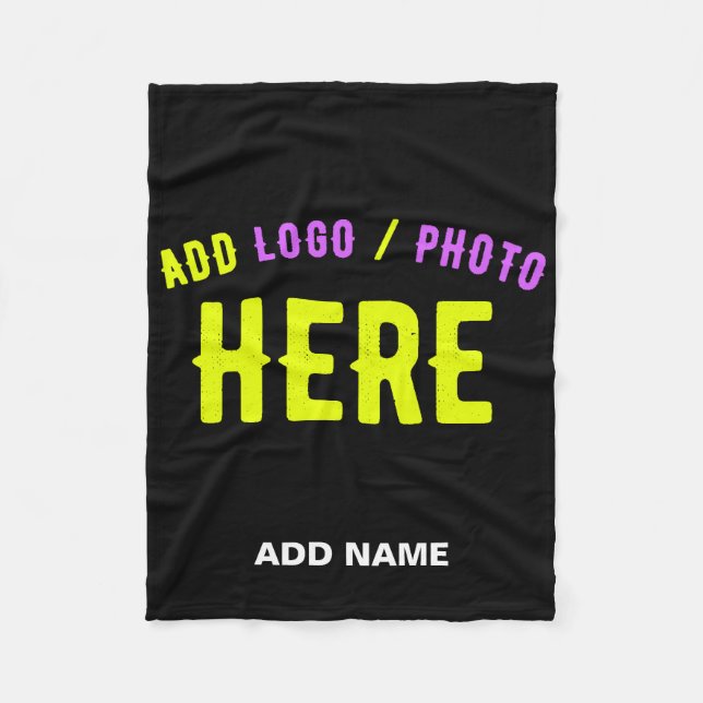 STYLISH MODERN CUSTOMIZABLE BLACK VERIFIED BRANDED FLEECE BLANKET (Front)