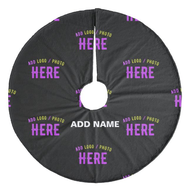 STYLISH MODERN CUSTOMIZABLE BLACK VERIFIED BRANDED FLEECE TREE SKIRT (Front)