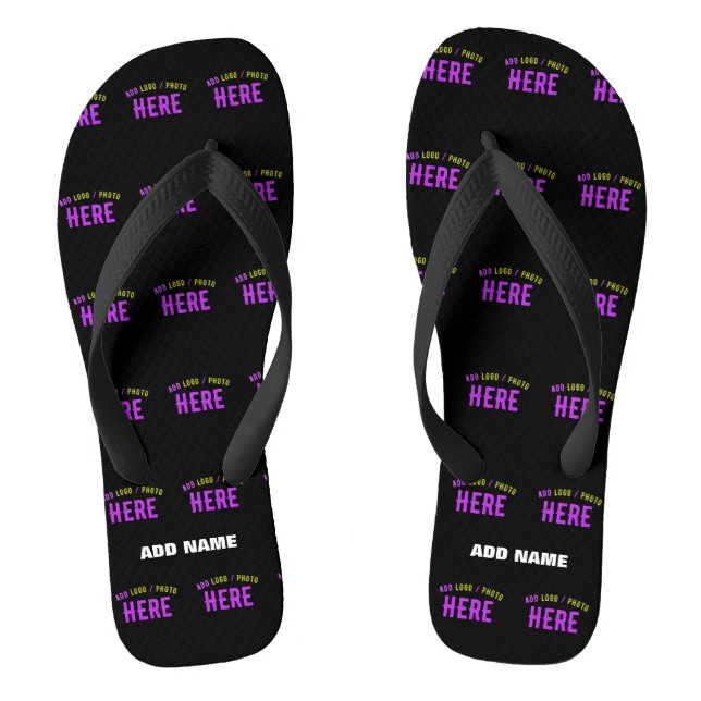 STYLISH MODERN CUSTOMIZABLE BLACK VERIFIED BRANDED FLIP FLOPS (Footbed)