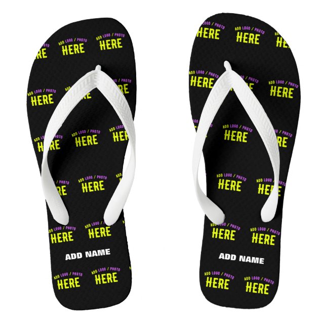 STYLISH MODERN CUSTOMIZABLE BLACK VERIFIED BRANDED FLIP FLOPS (Footbed)