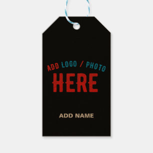 STYLISH MODERN CUSTOMIZABLE BLACK VERIFIED BRANDED GIFT TAGS