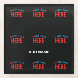 STYLISH MODERN CUSTOMIZABLE BLACK VERIFIED BRANDED GLASS COASTER
