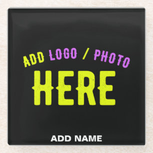 STYLISH MODERN CUSTOMIZABLE BLACK VERIFIED BRANDED GLASS COASTER