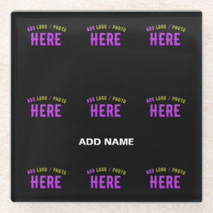 STYLISH MODERN CUSTOMIZABLE BLACK VERIFIED BRANDED GLASS COASTER