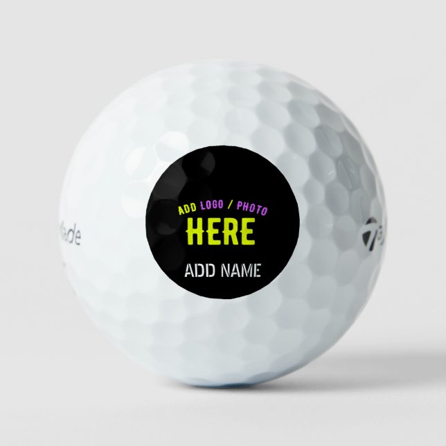 STYLISH MODERN CUSTOMIZABLE BLACK VERIFIED BRANDED GOLF BALLS (Front)