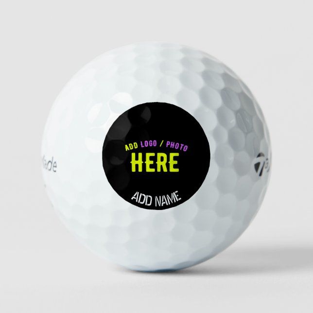 STYLISH MODERN CUSTOMIZABLE BLACK VERIFIED BRANDED GOLF BALLS (Front)