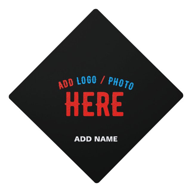 STYLISH MODERN CUSTOMIZABLE BLACK VERIFIED BRANDED GRADUATION CAP TOPPER (Front)