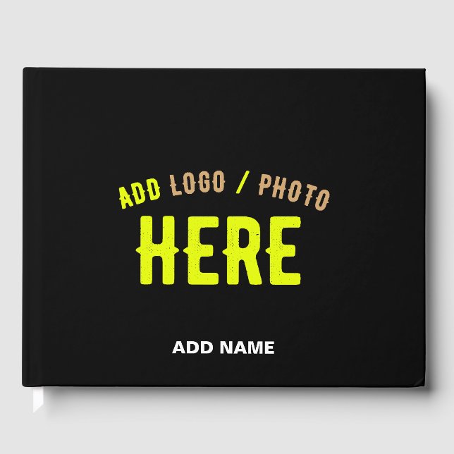 STYLISH MODERN CUSTOMIZABLE BLACK VERIFIED BRANDED GUEST BOOK (Front)