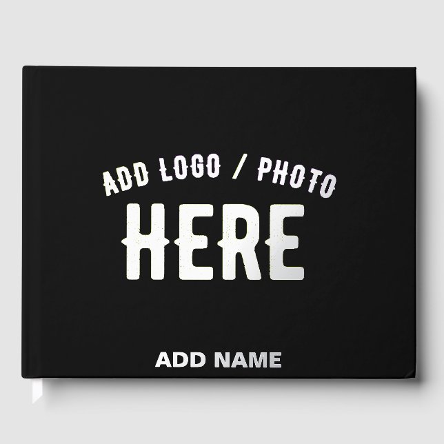 STYLISH MODERN CUSTOMIZABLE BLACK VERIFIED BRANDED GUEST BOOK (Front)