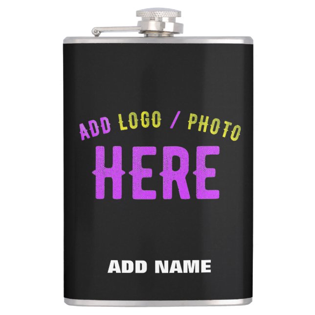 STYLISH MODERN CUSTOMIZABLE BLACK VERIFIED BRANDED HIP FLASK (Front)