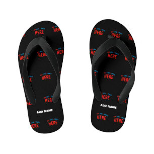 STYLISH MODERN CUSTOMIZABLE BLACK VERIFIED BRANDED KID'S FLIP FLOPS