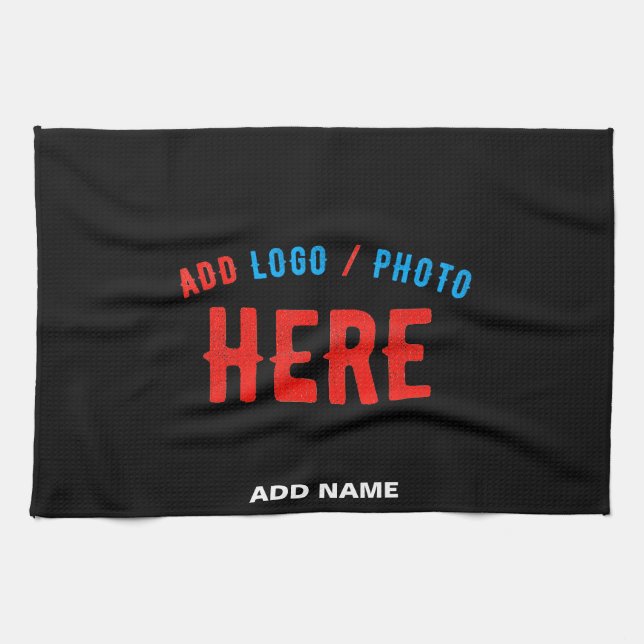 STYLISH MODERN CUSTOMIZABLE BLACK VERIFIED BRANDED KITCHEN TOWEL (Horizontal)