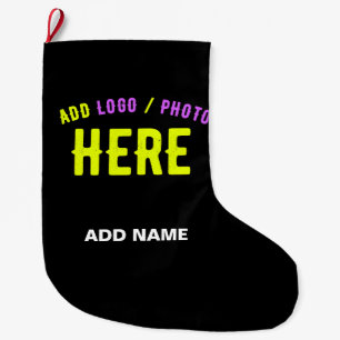 STYLISH MODERN CUSTOMIZABLE BLACK VERIFIED BRANDED LARGE CHRISTMAS STOCKING