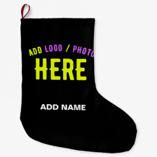 STYLISH MODERN CUSTOMIZABLE BLACK VERIFIED BRANDED LARGE CHRISTMAS STOCKING
