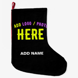 STYLISH MODERN CUSTOMIZABLE BLACK VERIFIED BRANDED LARGE CHRISTMAS STOCKING