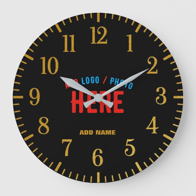 STYLISH MODERN CUSTOMIZABLE BLACK VERIFIED BRANDED LARGE CLOCK (Front)