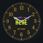 STYLISH MODERN CUSTOMIZABLE BLACK VERIFIED BRANDED LARGE CLOCK<br><div class="desc">THIS IS A DESIGN FITTING FOR EVERYONE.YOU CAN CHANGE, RESIZE OR ADD LOGO, PHOTO, TEXT AND COLOURS THE WAY YOU LIKE.THANK YOU.</div>