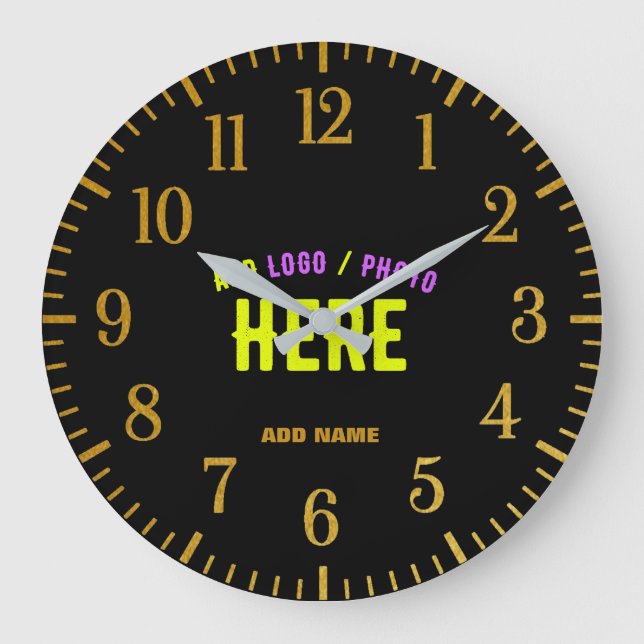 STYLISH MODERN CUSTOMIZABLE BLACK VERIFIED BRANDED LARGE CLOCK (Front)