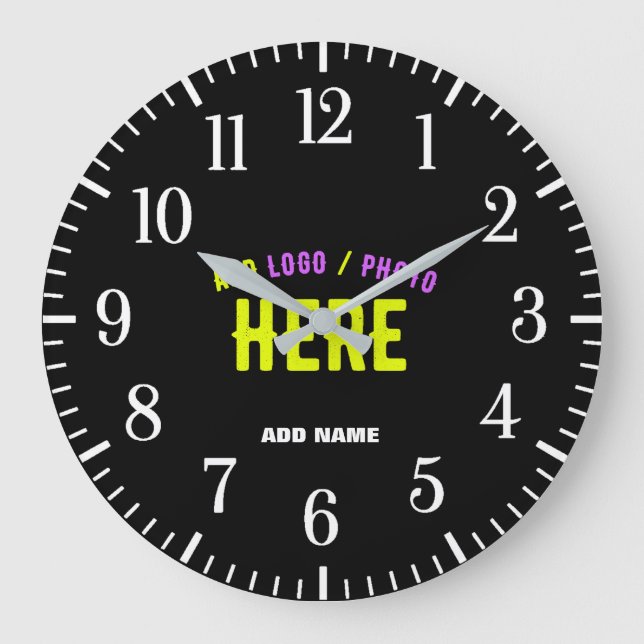 STYLISH MODERN CUSTOMIZABLE BLACK VERIFIED BRANDED LARGE CLOCK (Front)