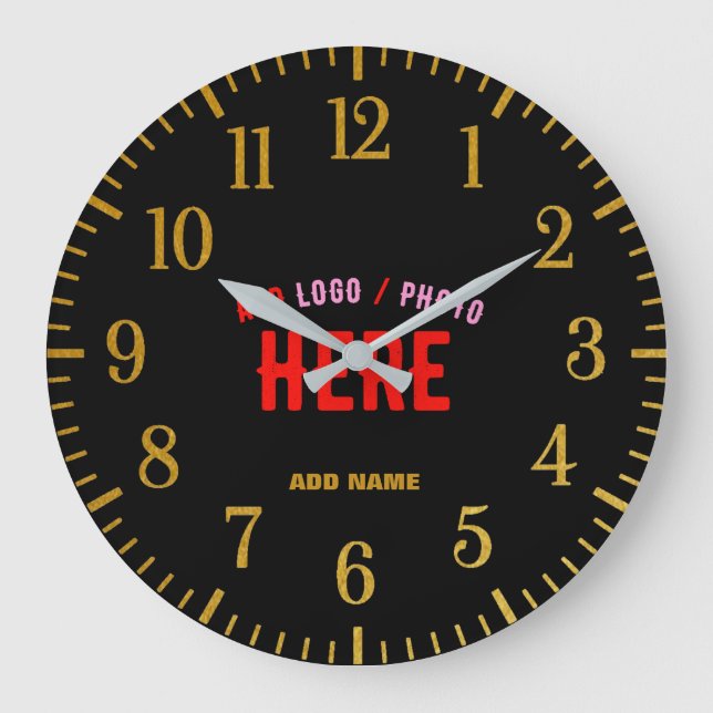 STYLISH MODERN CUSTOMIZABLE BLACK VERIFIED BRANDED LARGE CLOCK (Front)