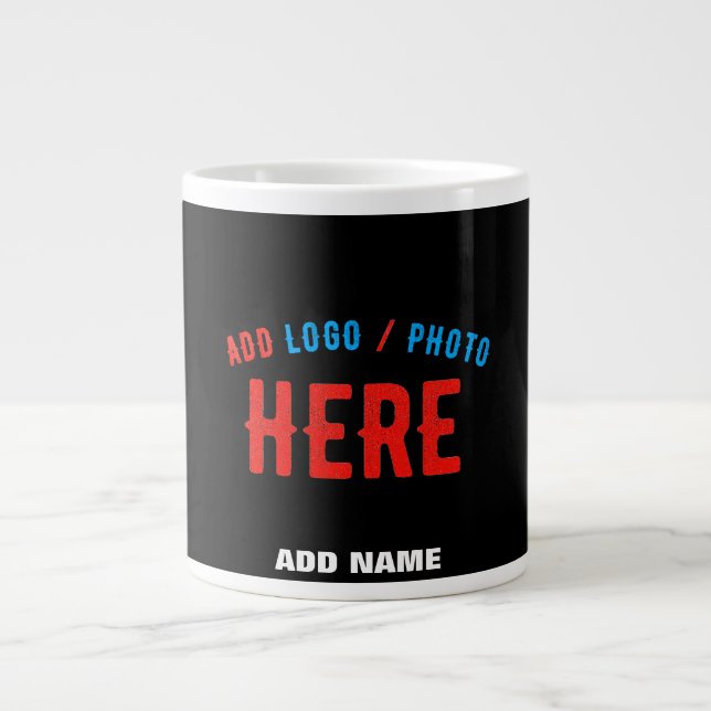 STYLISH MODERN CUSTOMIZABLE BLACK VERIFIED BRANDED LARGE COFFEE MUG (Front)