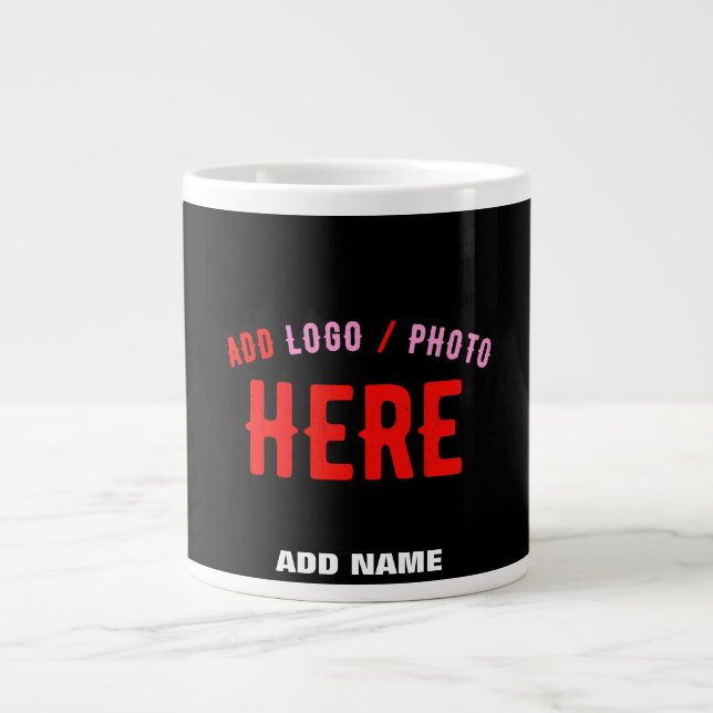 STYLISH MODERN CUSTOMIZABLE BLACK VERIFIED BRANDED LARGE COFFEE MUG (Front)