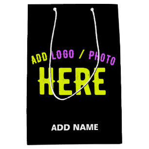 STYLISH MODERN CUSTOMIZABLE BLACK VERIFIED BRANDED MEDIUM GIFT BAG