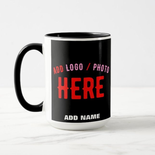 STYLISH MODERN CUSTOMIZABLE BLACK VERIFIED BRANDED MUG (Left)