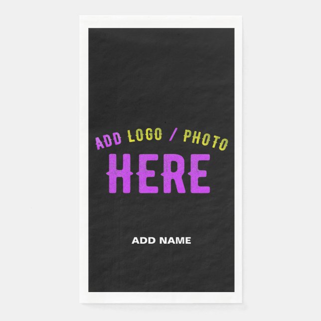 STYLISH MODERN CUSTOMIZABLE BLACK VERIFIED BRANDED NAPKIN (Front)