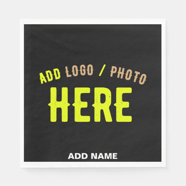 STYLISH MODERN CUSTOMIZABLE BLACK VERIFIED BRANDED NAPKIN (Front)