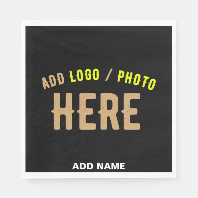 STYLISH MODERN CUSTOMIZABLE BLACK VERIFIED BRANDED NAPKIN (Front)