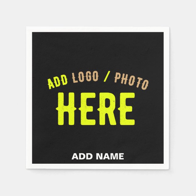 STYLISH MODERN CUSTOMIZABLE BLACK VERIFIED BRANDED NAPKIN (Front)