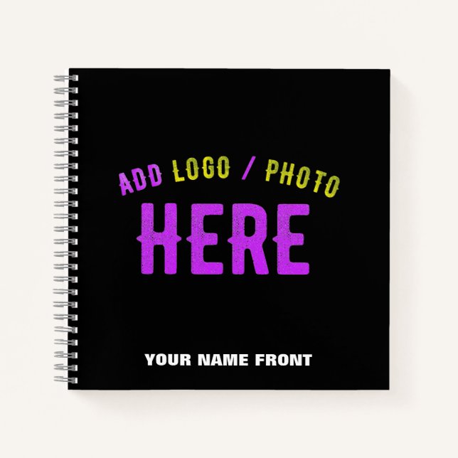 STYLISH MODERN CUSTOMIZABLE BLACK VERIFIED BRANDED NOTEBOOK (Front)