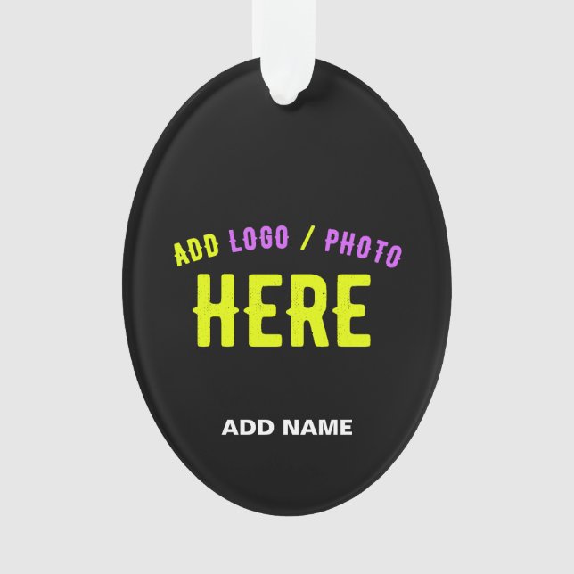 STYLISH MODERN CUSTOMIZABLE BLACK VERIFIED BRANDED ORNAMENT (Front)