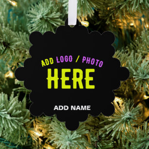 STYLISH MODERN CUSTOMIZABLE BLACK VERIFIED BRANDED ORNAMENT CARD