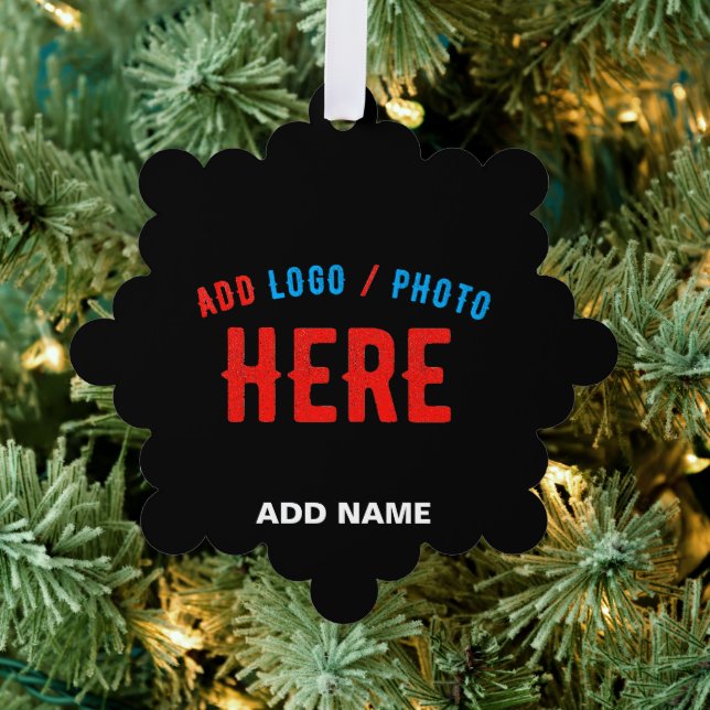 STYLISH MODERN CUSTOMIZABLE BLACK VERIFIED BRANDED ORNAMENT CARD (Insitu (Tree))