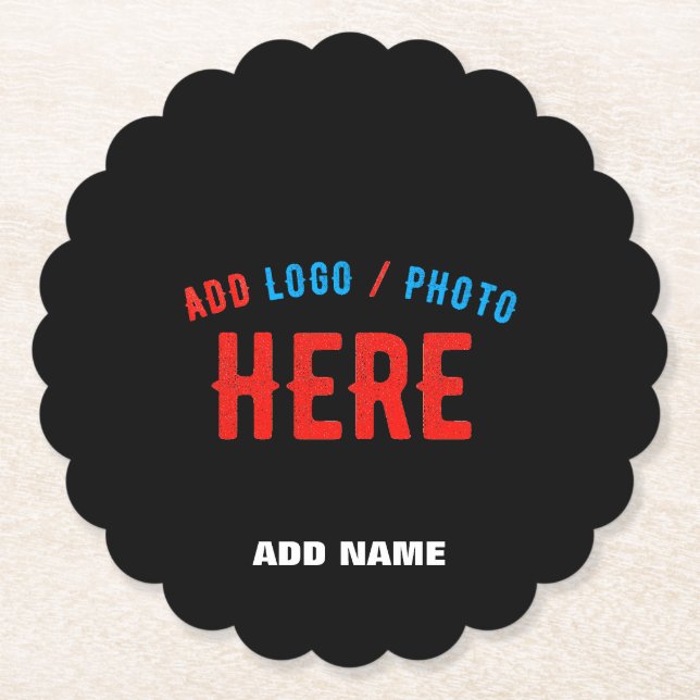 STYLISH MODERN CUSTOMIZABLE BLACK VERIFIED BRANDED PAPER COASTER (Front)