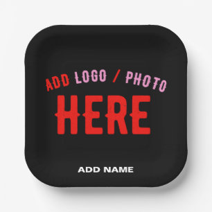 STYLISH MODERN CUSTOMIZABLE BLACK VERIFIED BRANDED PAPER PLATE